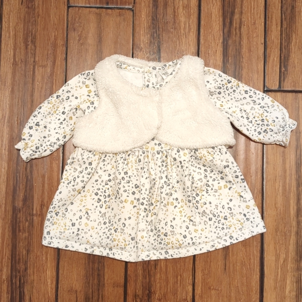 Carter's | sparkle leopard print dress with vest